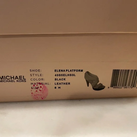 Holiday Dress Black Leather Shoe Sandals, Michael Kore Elena Platform Modern - Picture 9 of 10